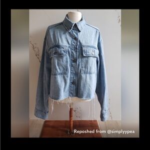 aerie Light Blue Denim Button-Down Shirt